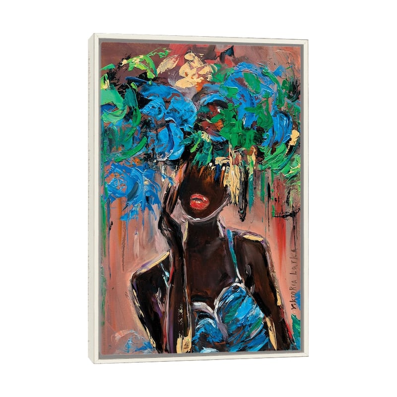 Large Wall Art, Framed Art, African Woman In Blue, by Viktoria Latka - Ivory