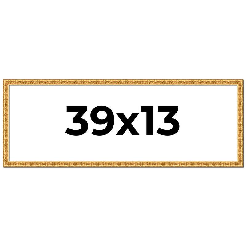 39x13 Frame Gold Real Wood Picture Frame Width 1 inches | Interior