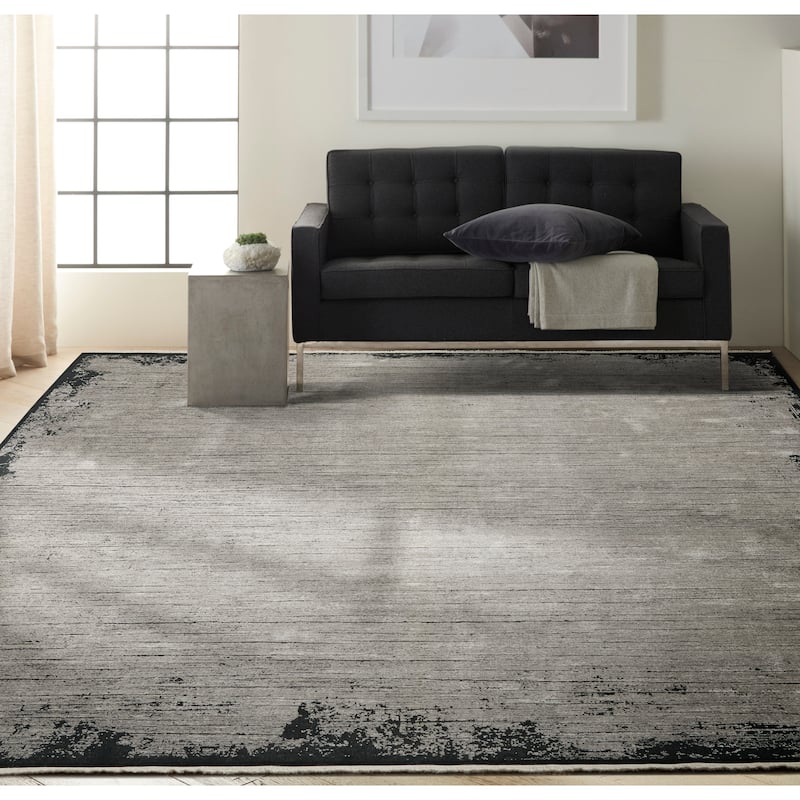 Calvin Klein Balian Bordered Grey/Black Area Rug