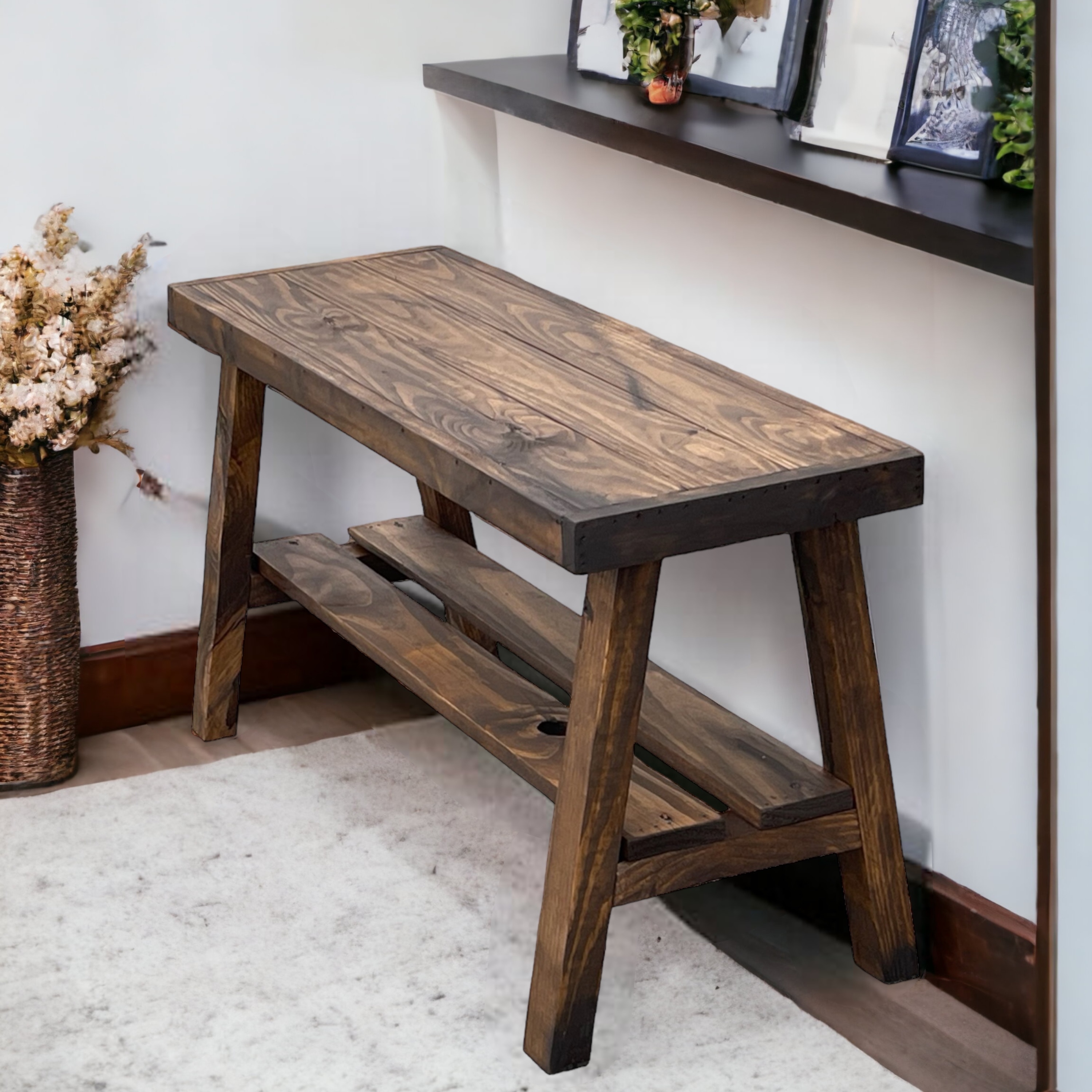 Rustic bench online for entryway