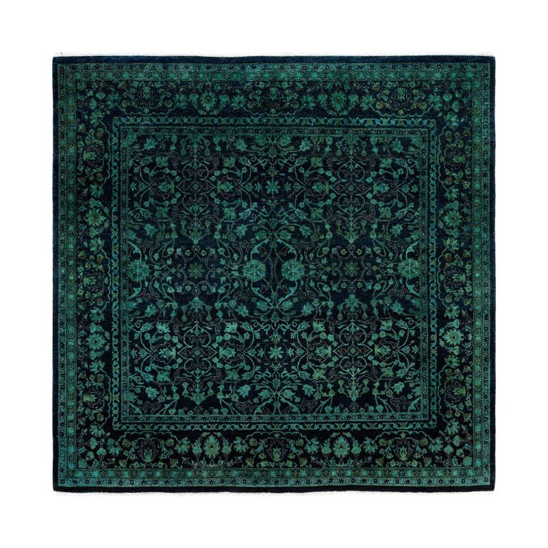 Overdyed One-of-a-Kind Hand-Knotted Area Rug - Green - 4' 10" x 5' 1"