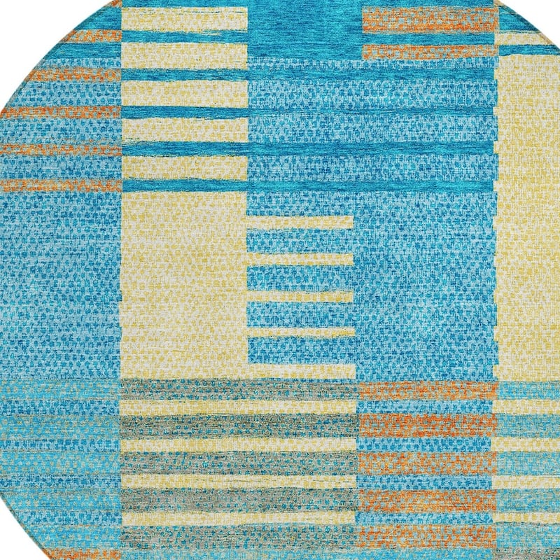 HomeRoots Striped Modern Rectangle Outdoor Rug