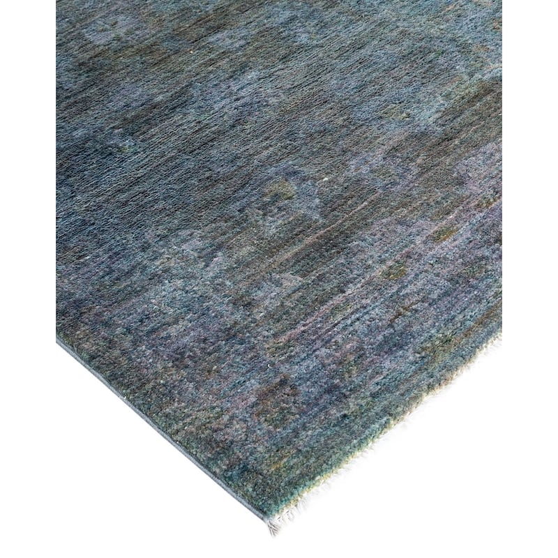 Overton Hand Knotted Wool Vintage Inspired Modern Contemporary Overdyed Gray Area Rug - 2' 4" x 16' 2"