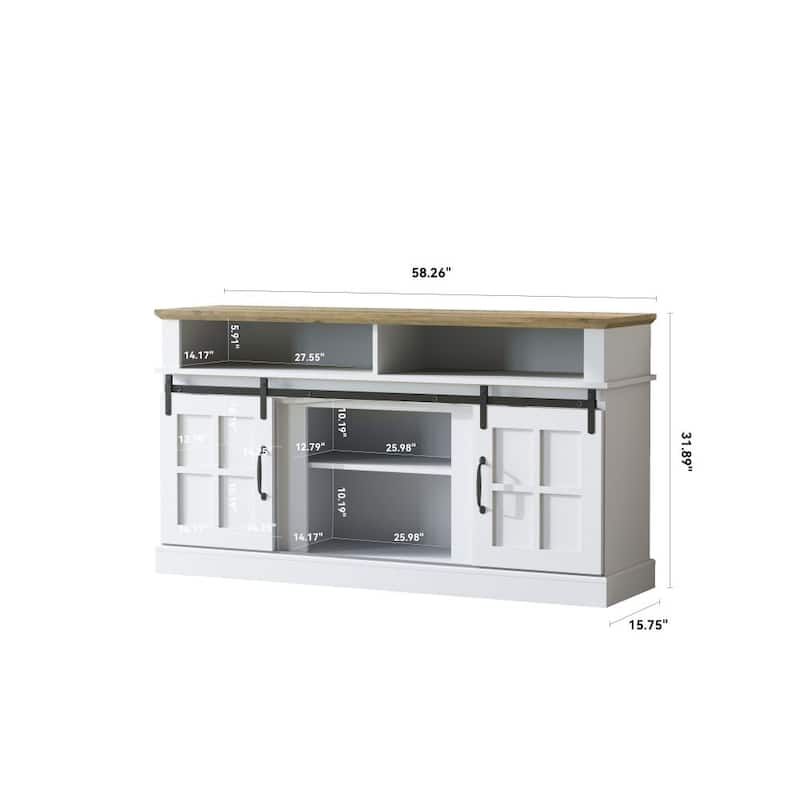 58 Inch TV Stand with Storage Cabinet and Shelves, TV Console Table Entertainment Center
