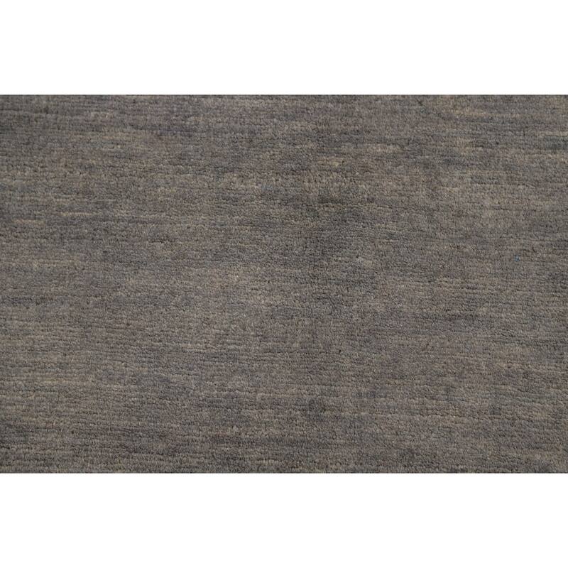 Gabbeh Modern Runner Rug Hand-Knotted Grey Wool Carpet - 2'9"x 9'7"