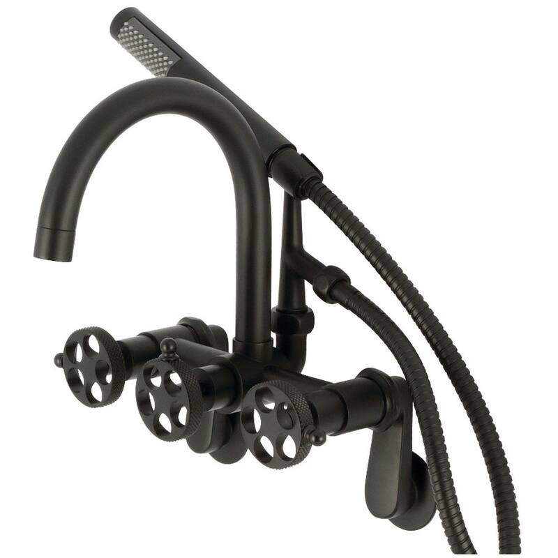 Kingston Brass AE815.RKX Webb Wall Mounted Tub Filler with Built-In - Matte Black