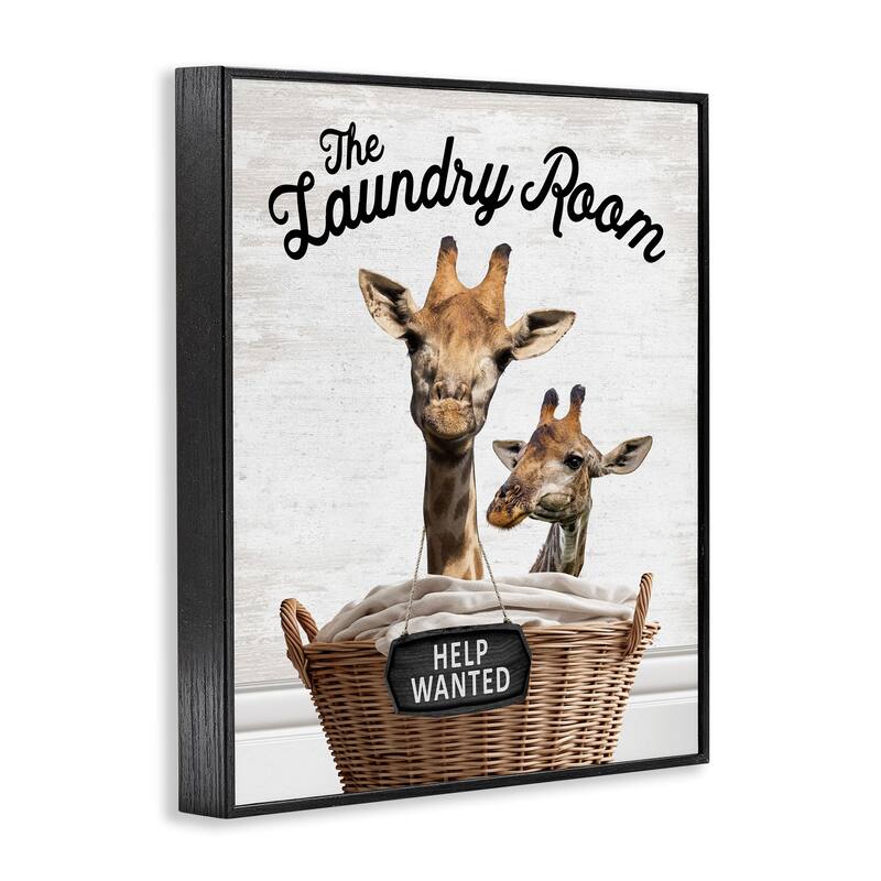 Stupell Help Wanted Laundry Room Giraffes Framed Giclee Art Design By Lettered and Lined