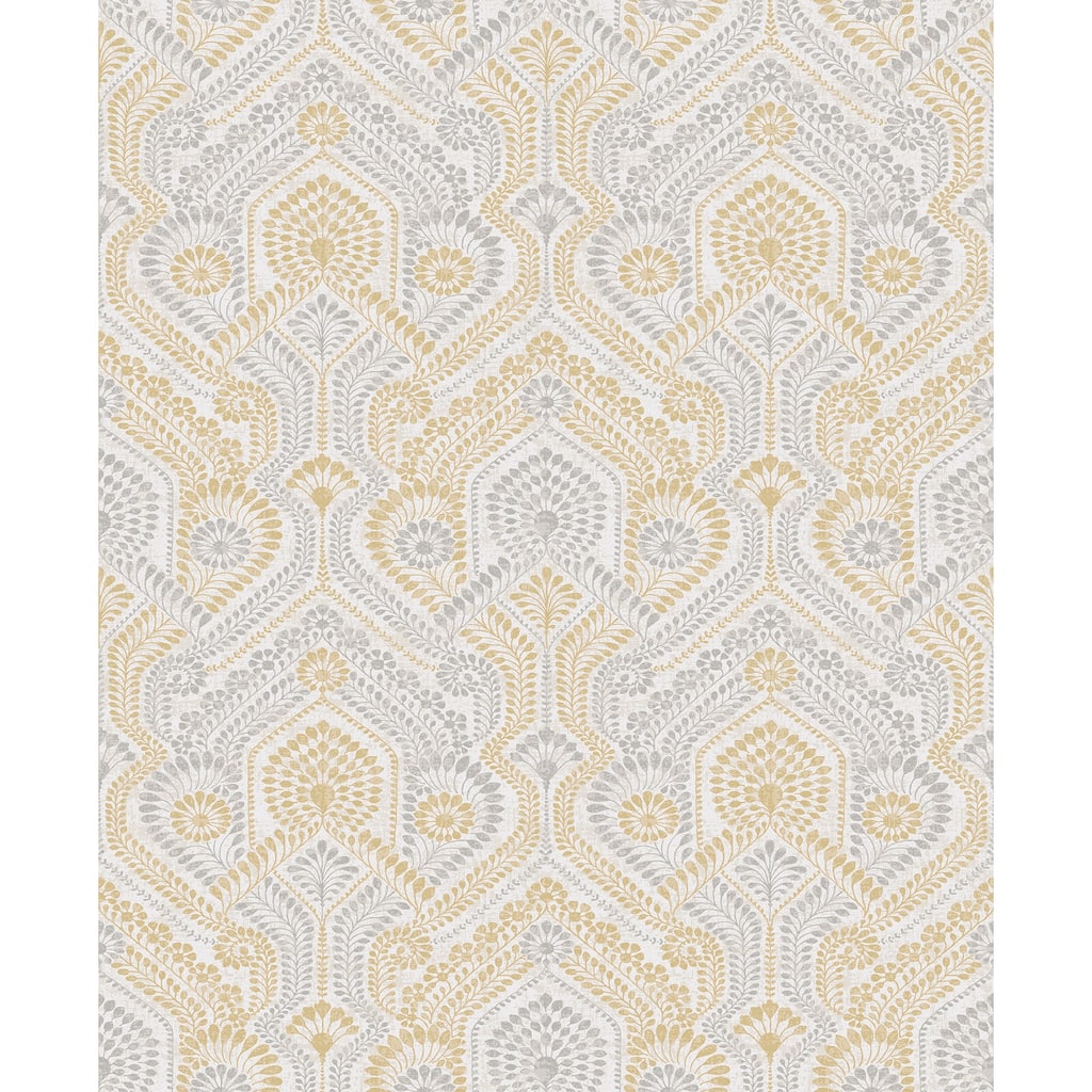 A-Street Prints Fernback Yellow Ornate Botanical Wallpaper
