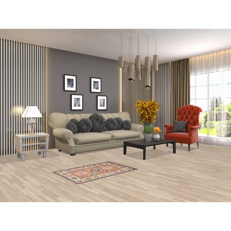 Geometric Kazak Accent Rug Handmade Orange Wool Carpet - 2'0" x 3'0"