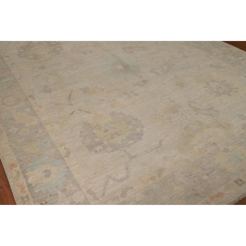 Oushak Turkish Area Rug Hand-Knotted Wool Carpet - 7'9"x 9'11"
