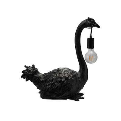 Resin Ostrich Table Lamp with Inline Switch, Black - 20.1"L x 9.3"W x 20.3"H