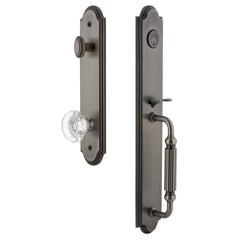 Grandeur Arc Solid Brass Rose Keyed Entry Single Cylinder Full Plate - Antique Pewter