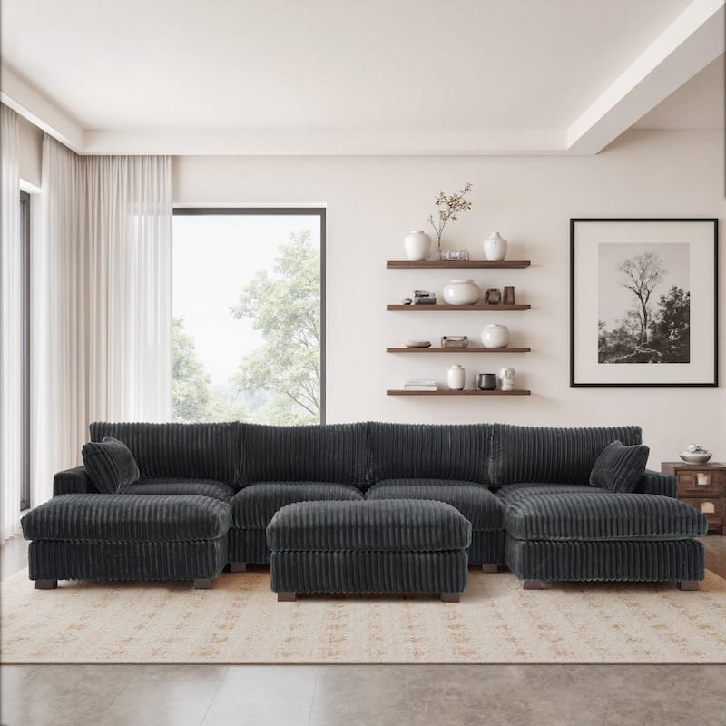 6-Piece 118.4"W Plush Oversized Modular Sectional Sofa Set