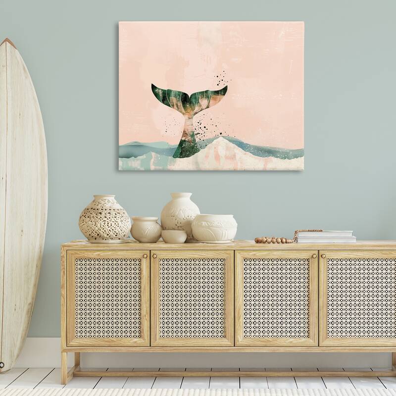 Stupell Pink Abstract Whale Tail Canvas Wall Art Design By Arlington Prints