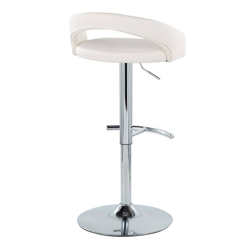 Grotto Upholstered Adjustable Barstool with Chrome Metal - Set Of 3