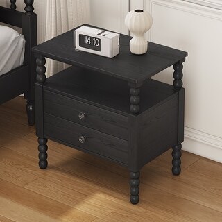 Minimalist Black Nightstand 2 Drawer End Table Featured Sofa Side Table ...