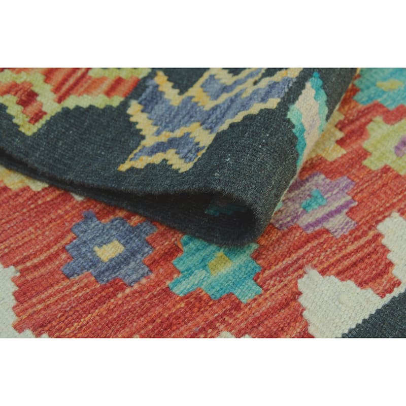 Flatweave Notoriou Charcoal/Red Runner - 2'10" x 6'8"