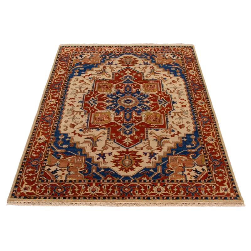 ECARPETGALLERY Hand-knotted Jules Sultane Ivory Wool Rug - 5'6 x 8'6