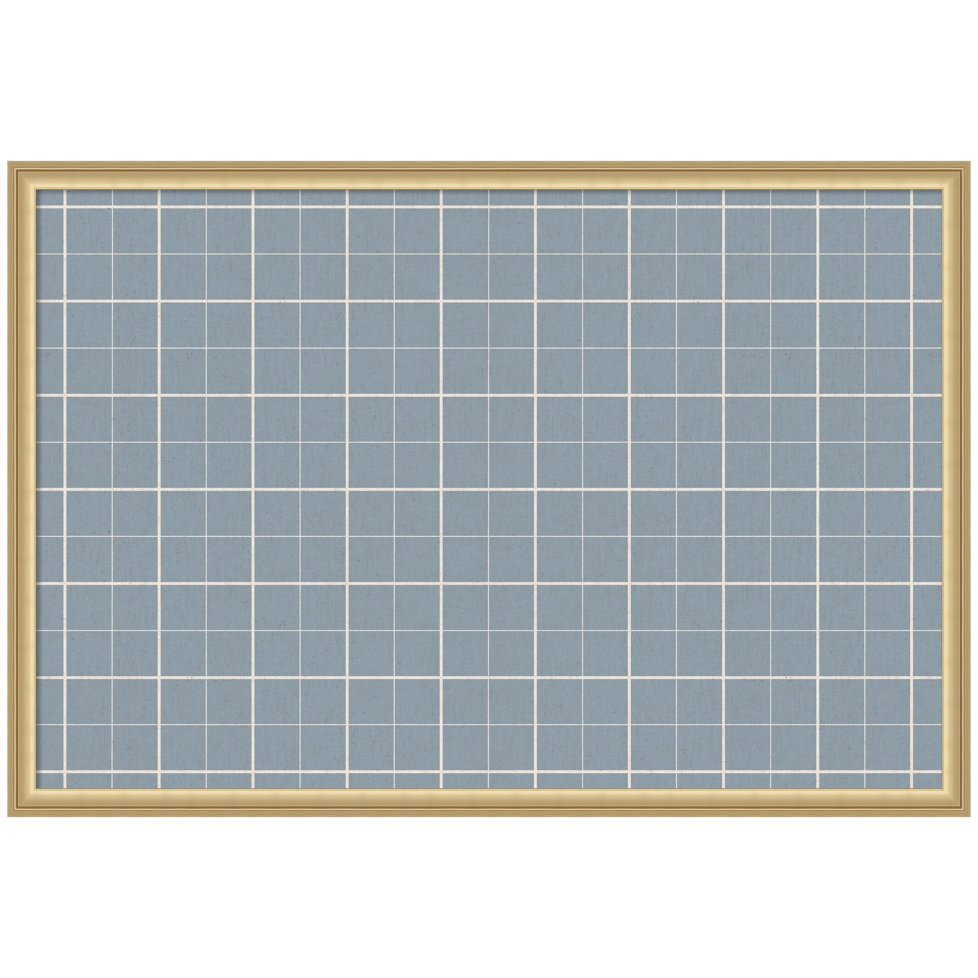 Kate and Laurel Framed Fabric Pinboard Light Blue Plaid Wall Organization