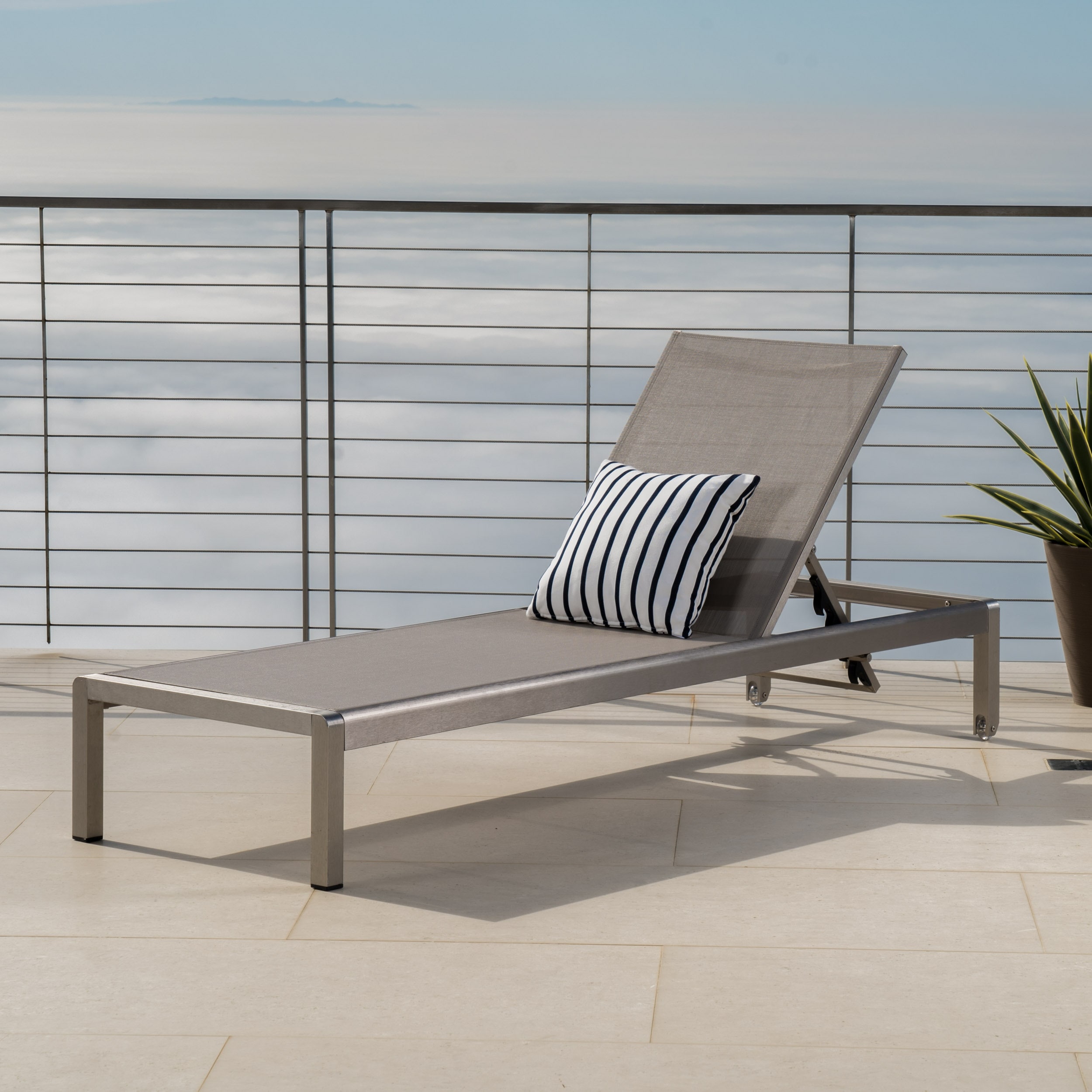 Cape Coral Outdoor Aluminum Adjustable Chaise Lounge by Christopher Knight Home