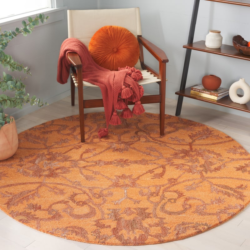 SAFAVIEH Handmade Anatolia Liilia Rug - 6' Round - Rust