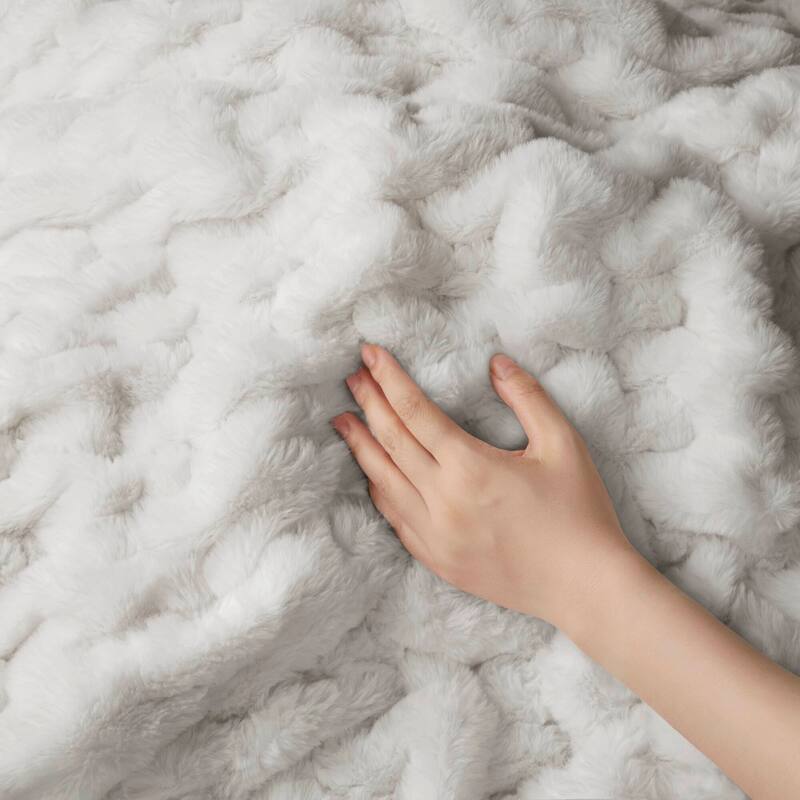Madison Park Ruched Fur Throw