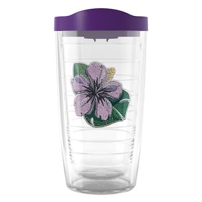 Tervis Tropical Hibiscus Collection Made in USA Double Walled Insulated Travel Tumbler, Tropical Purple Hibiscus