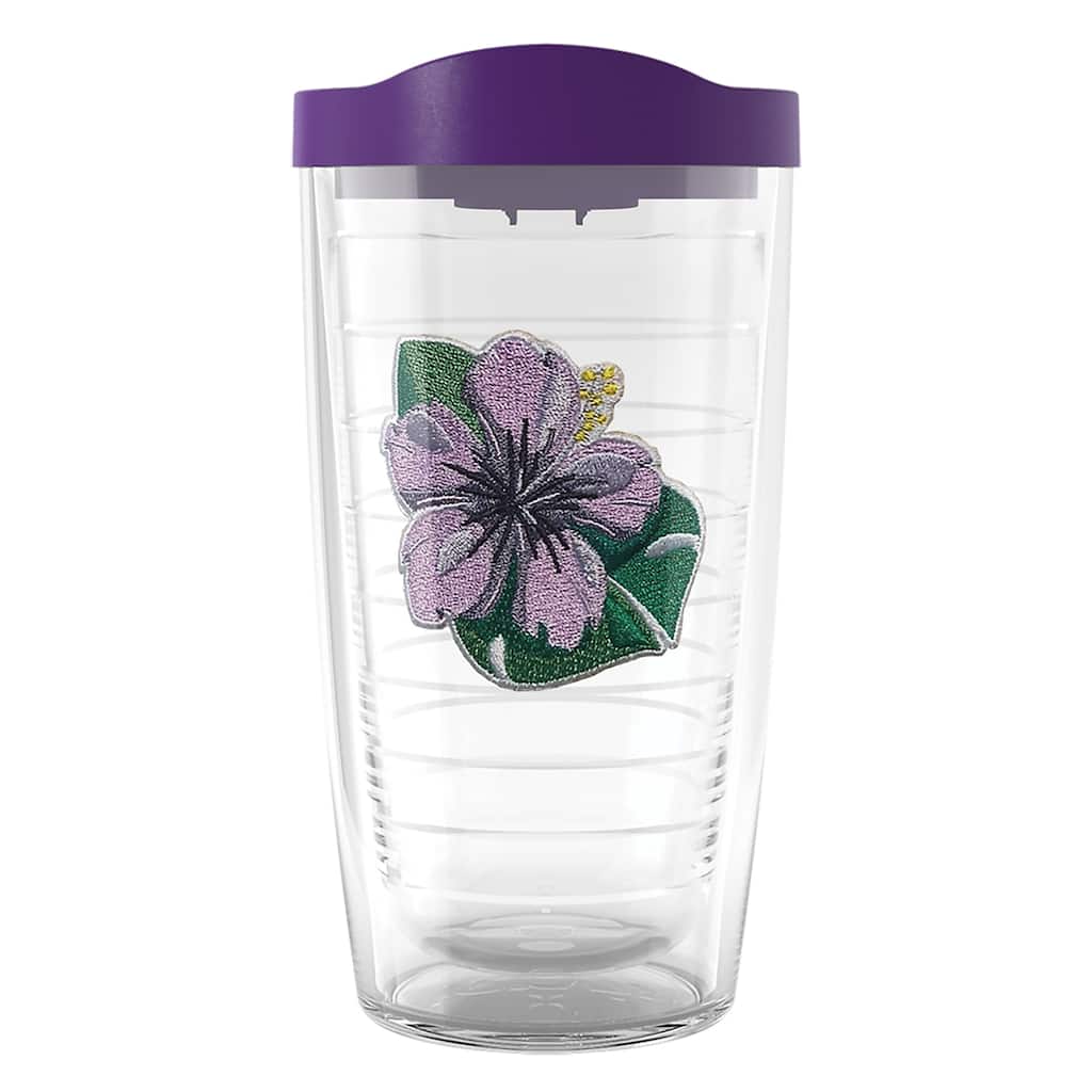 Tervis Tropical Hibiscus Collection Made in USA Double Walled Insulated Travel Tumbler, Tropical Purple Hibiscus