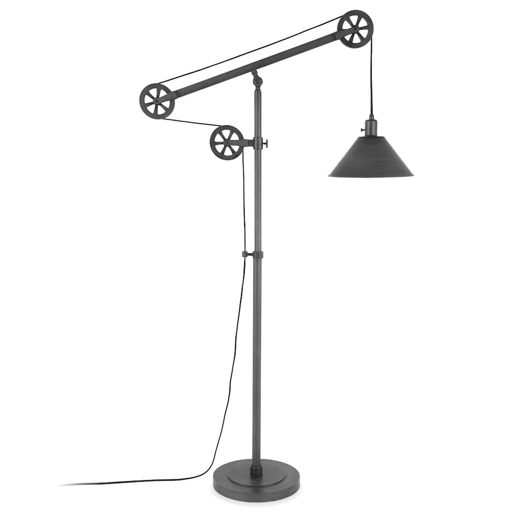 Descartes Pulley System Floor Lamp with Metal Shade - 70" Tall