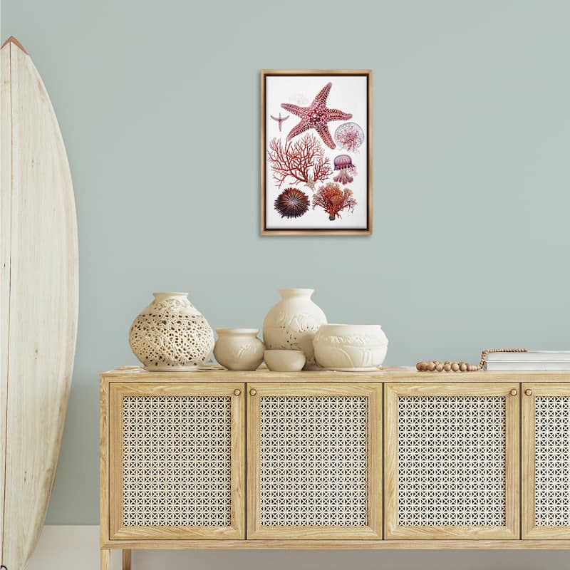 Stupell Rosy Undersea Creatures Framed Floater Canvas Wall Art Design By Ramona Murdock