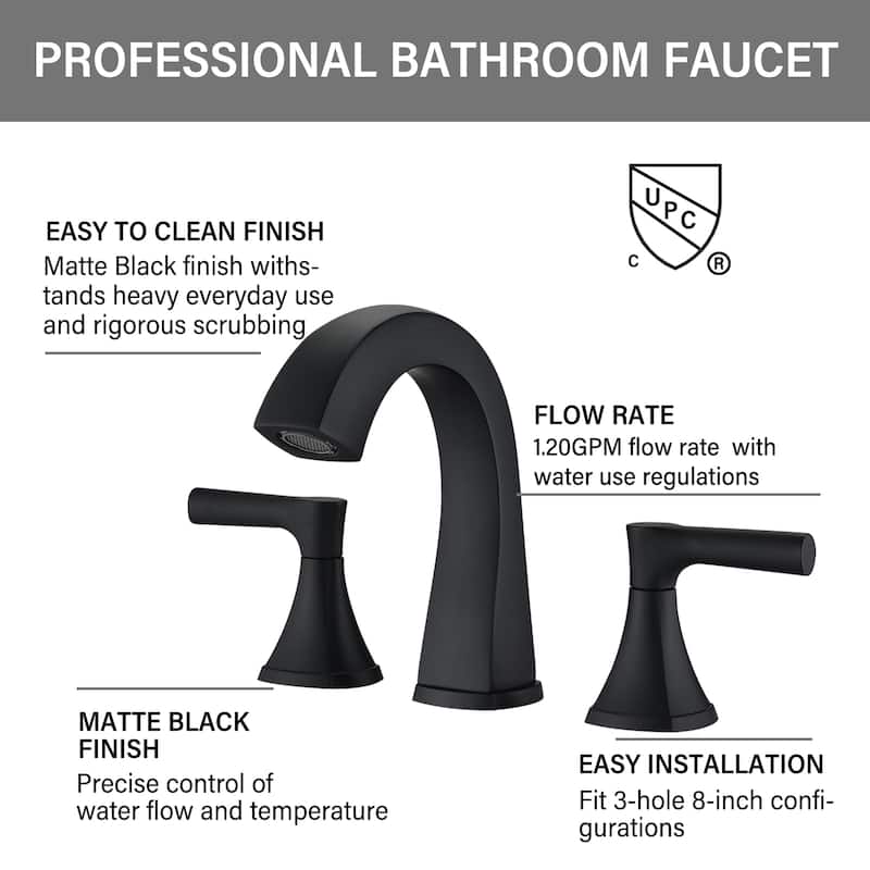 Widespread Bathroom Sink Faucets Two Handle 3 Hole Vanity Bath Faucet