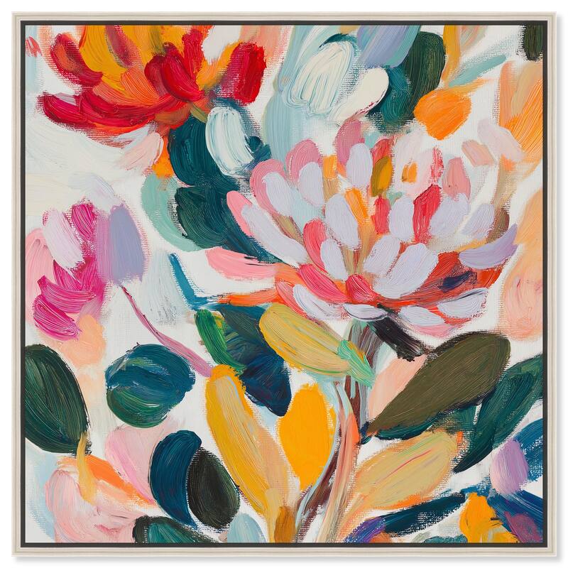 Lively Flora II Canvas by Art Remedy - Silver - 24" x 24"
