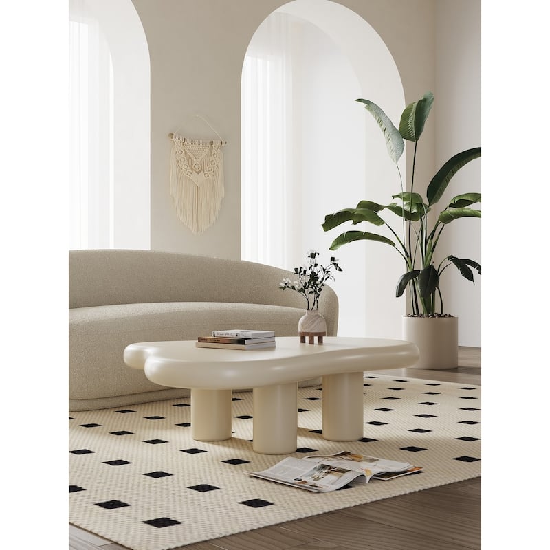 Modern Creamy White Irregular Cloud Coffee Table for Bedroom Living Room