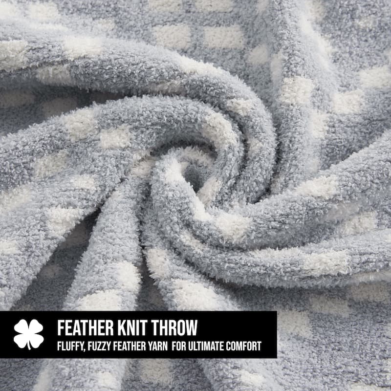 Lucky Brand Diamond Dot Throws Feather Yarn 50" x 70" Throw Blanket