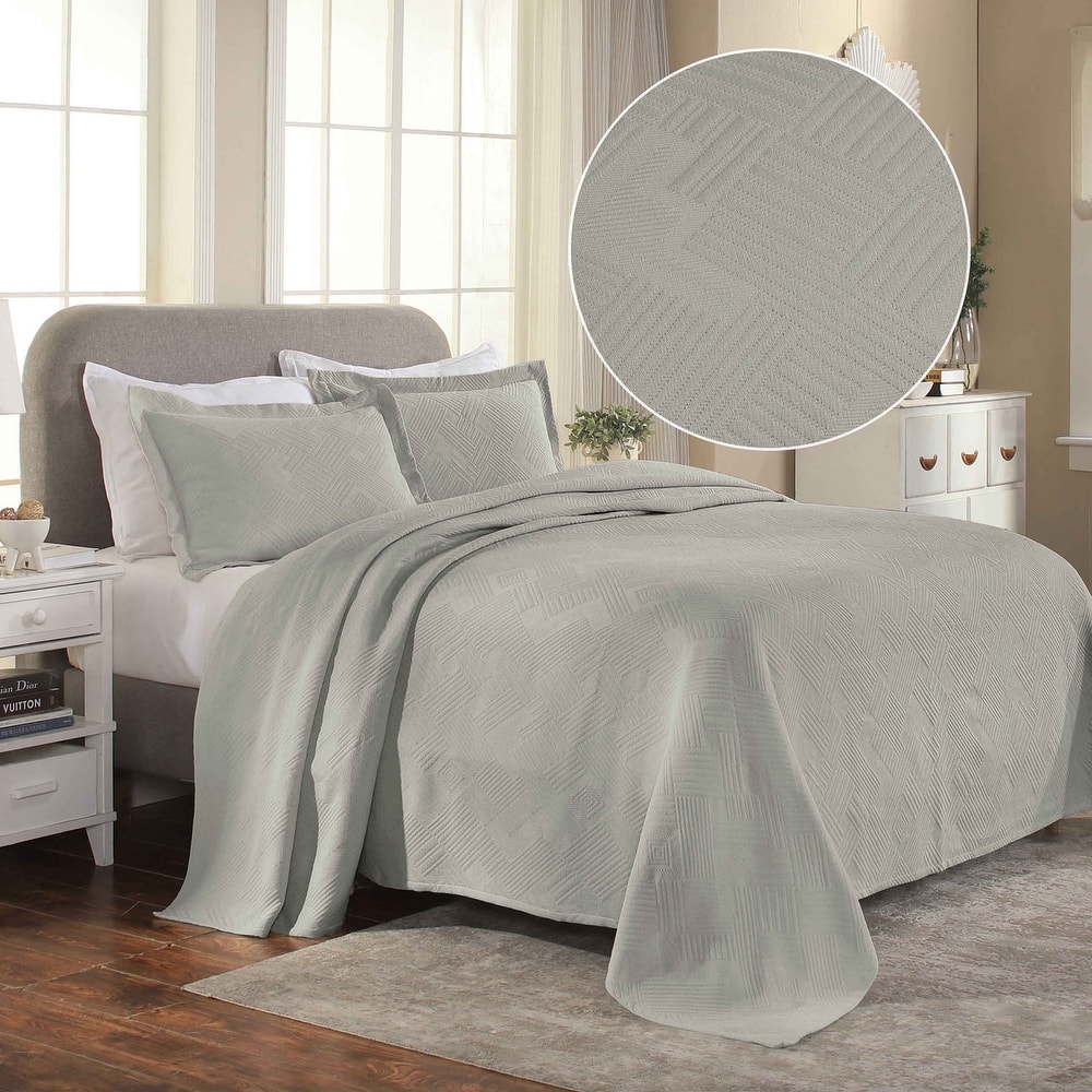 Superior Geometric Fret Cotton Decorative Bedspread Set
