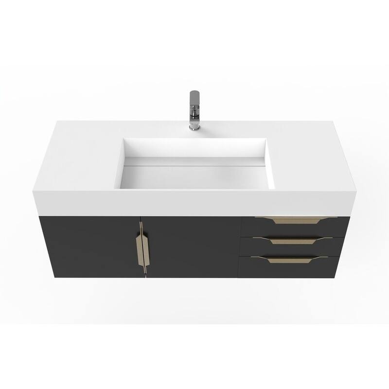 Amazon 48" Wall Mounted Bathroom Vanity Set with White Solid Surface Top