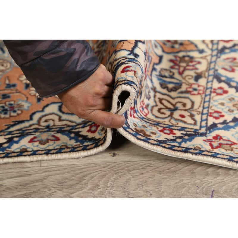 Vegetable Dye Floral Nain Persian Area Rug Hand-knotted Wool Carpet - 2'11" x 4'6"