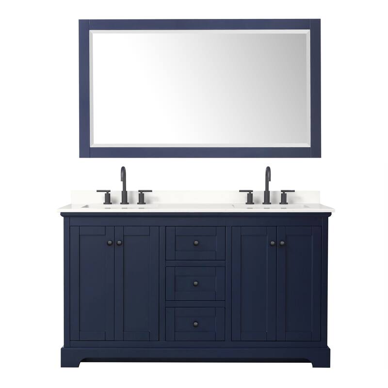 Avery 60-inch Double Vanity, Quartz Top, 58-inch Mirror