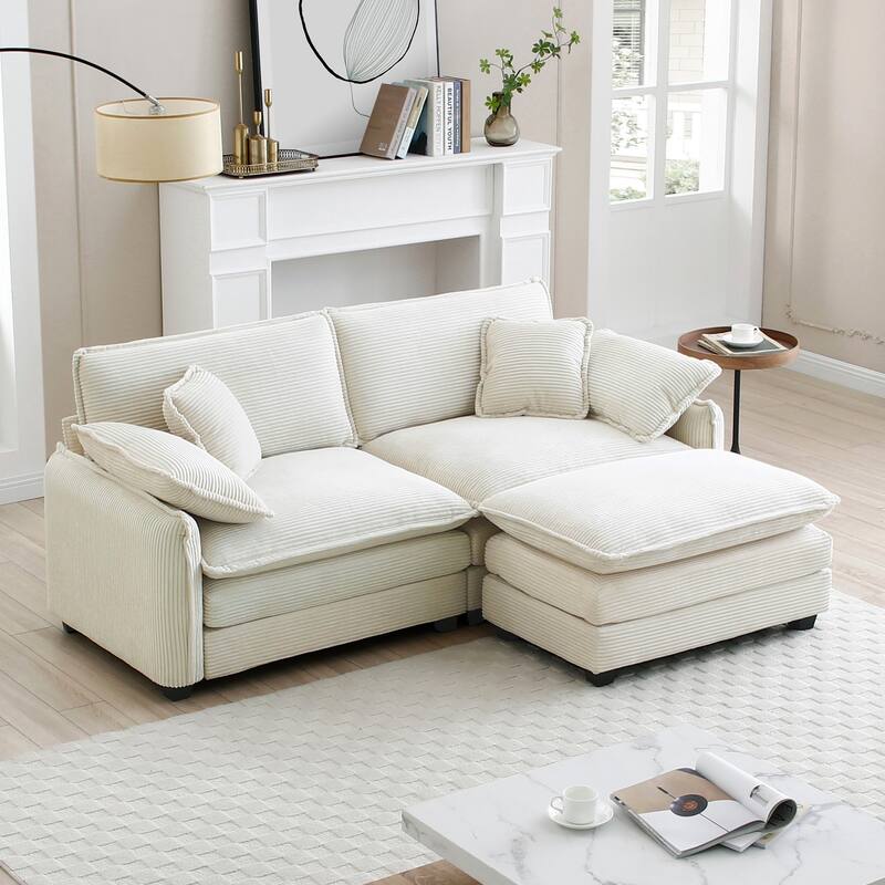 Corduroy Modular Flexible Combinations Sofa Set with Ottoman