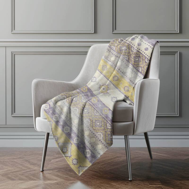 Premium Machine Washable ASB118 Boho Global Sherpa Throw Blanket