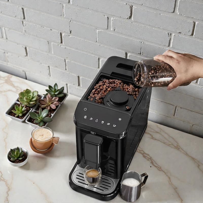 Automatic Espresso Machine 15 Bar with Built In Grinder, Coffee Maker with 15 Grind Settings and Large Water Tank