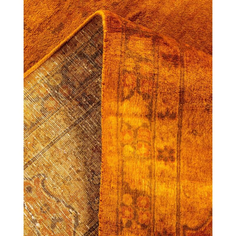 Overton Hand Knotted Wool Vintage Inspired Modern Contemporary Overdyed Gold Area Rug - 6' 1" x 9' 5"