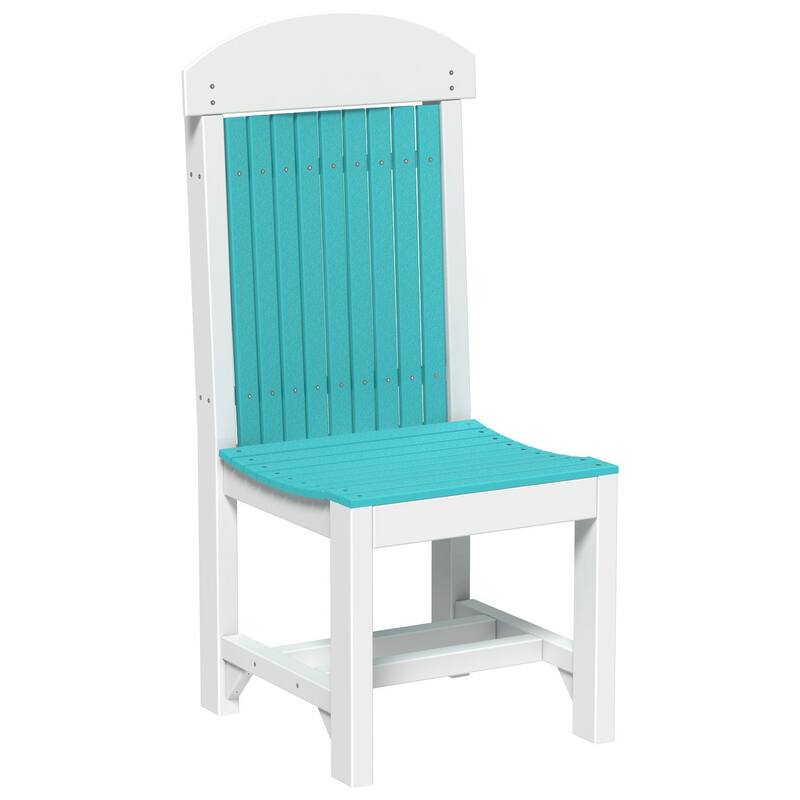 Set of 4 Poly Lumber Classic Dining Chairs - Side Chair - Aruba Blue & White - Dining Height