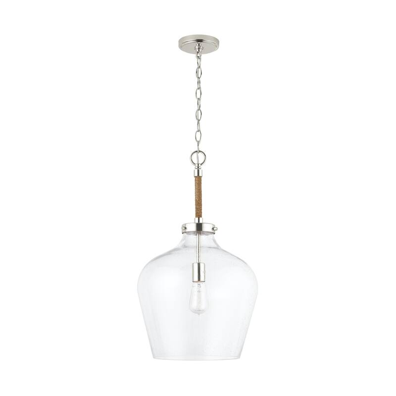 Boland 1-light Hanging Pendant w/ Clear Seeded Glass
