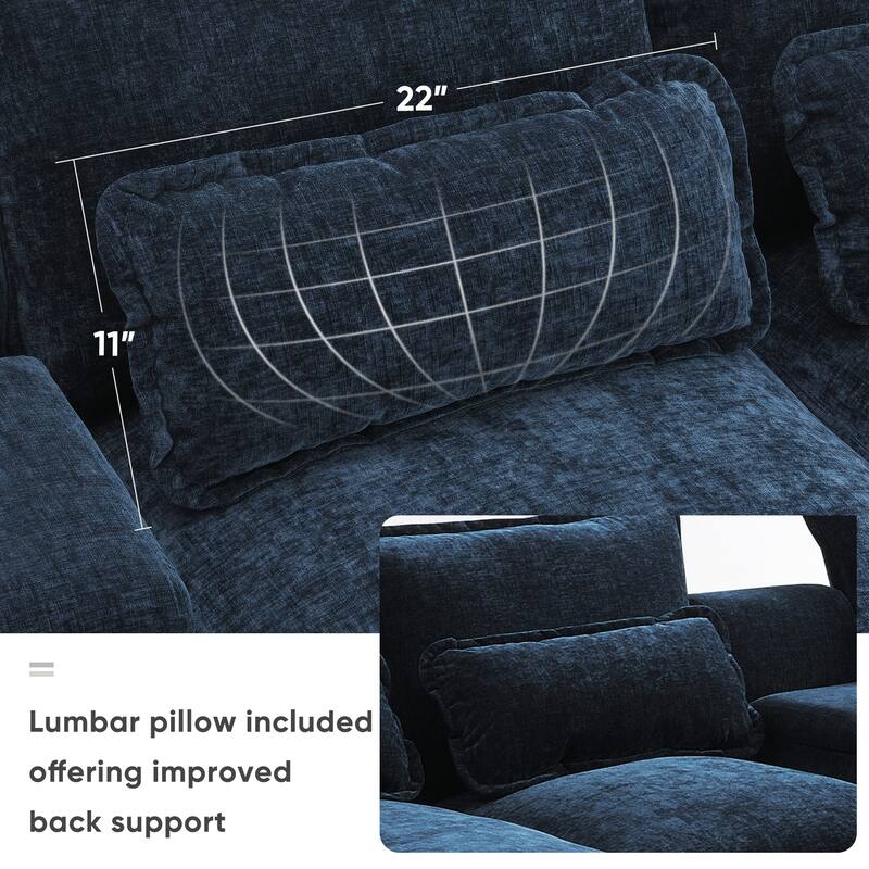 123" Chenille U-Shaped Sectional Sofa with Console & USB Charger