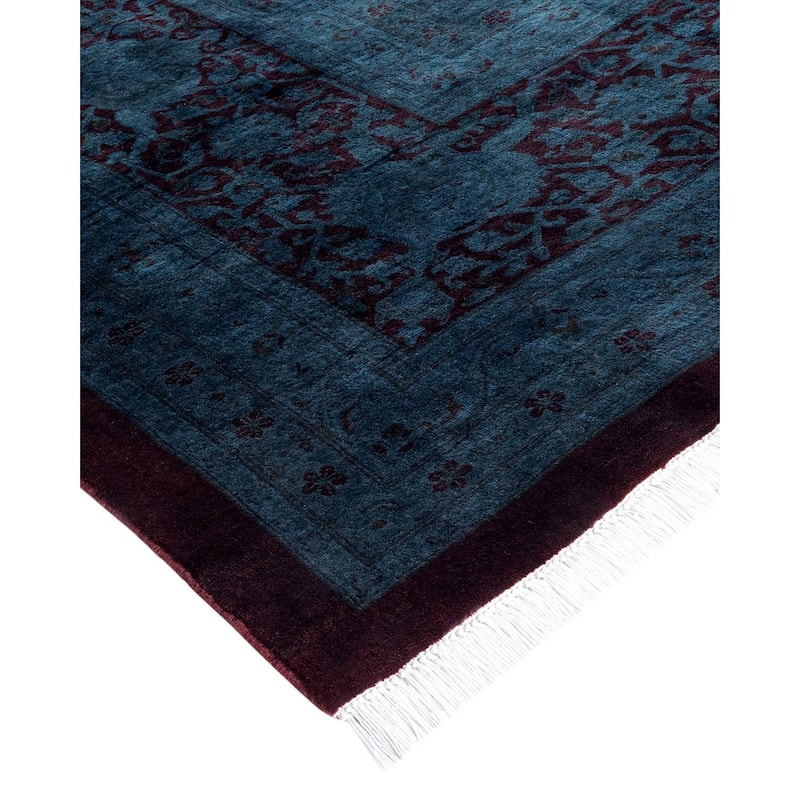 Overton Handknotted Wool Vintage Inspired Contemporary Overdyed Red Area Rug - 18' 3" x 12' 1"