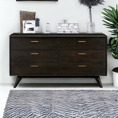 HomeRoots 63" Brown Solid Wood Six Drawer Dresser