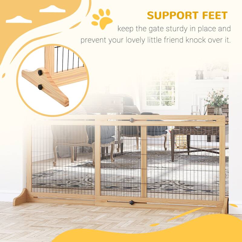 Extra Wide Freestanding Pet Gate Dog Crate Dog Cage with Adjustable Length Dog House Dog Room for Living Room