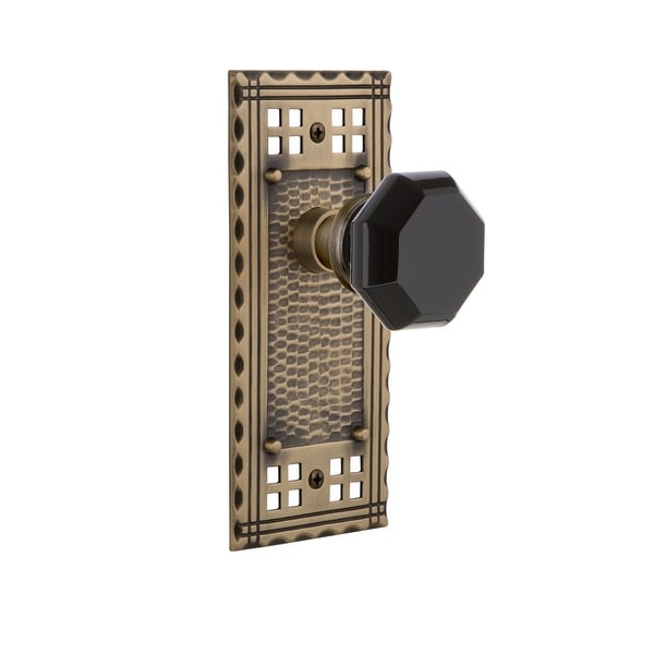 Nostalgic Warehouse CRAWAB_PRV_234_NK Craftsman Solid Brass Rose Privacy Knob Set with Black Waldorf Knob and 2-3/4" Backset