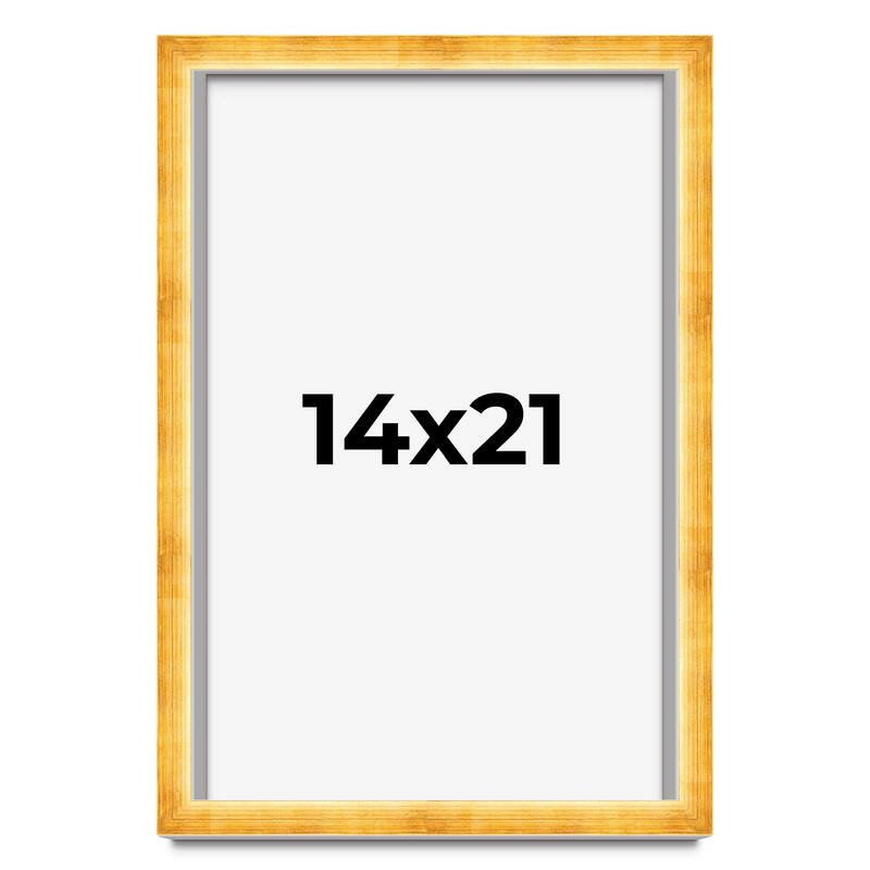 14x21 Shadow Box Frame Gold | 1.625 Inches Deep Real Wood Traditional